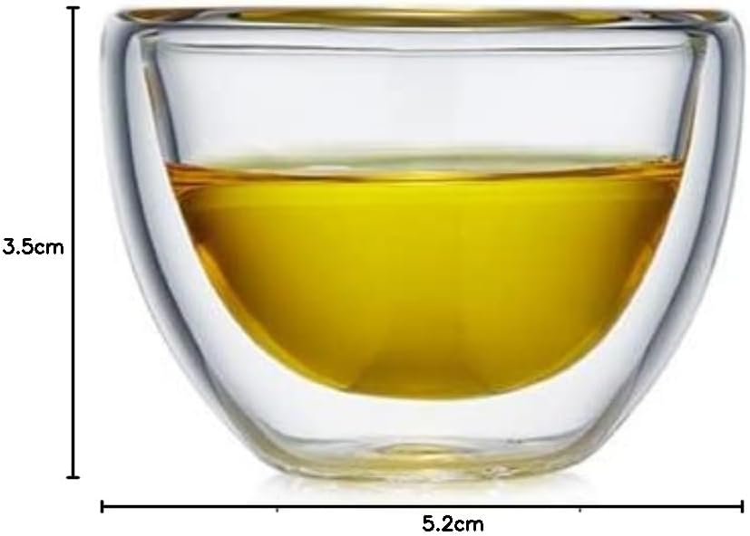 Pocaroty Double Wall Glass Tumblers – 100ml Set of 2 Heat-Resistant Mini Cups