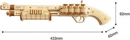 ROKR Terminator M870 3D Wooden Puzzle Gun | DIY Rubber Band Toy Model Kit