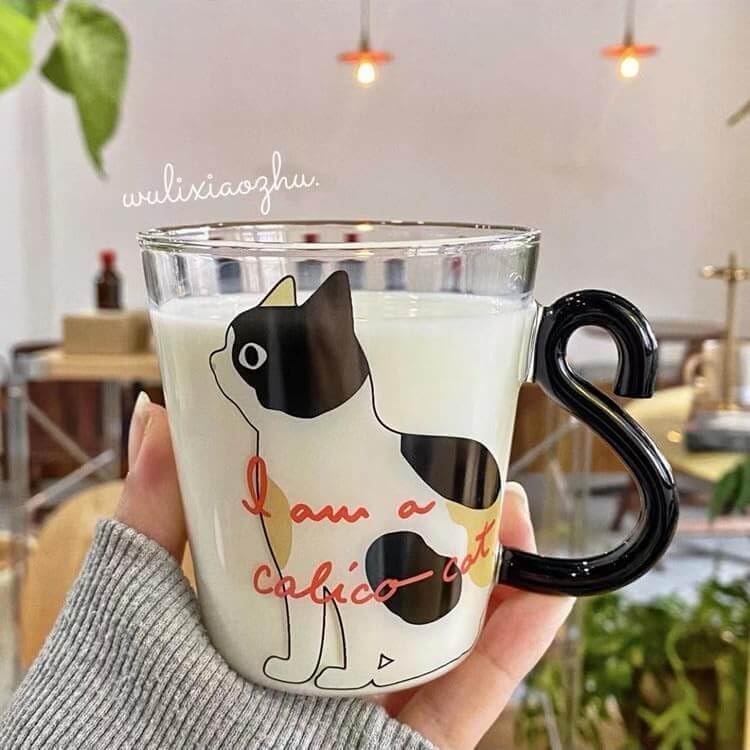 Neko Cat Heat-Resistant Glass Mug Set – 300ml 2-Piece Couple Cups
