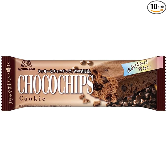 Morinaga &amp; Co., Ltd. Chocolate Chip Cookies, Bar Type (Pack of 10)