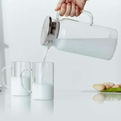 Pocaroty Heat-Resistant Glass Pitcher – 1250ml Large Capacity Water Carafe with Lid