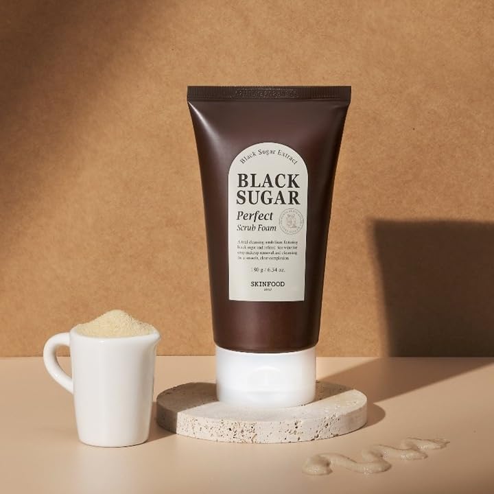 SKINFOOD Black Sugar Scrub Foam – Exfoliating &amp; Deep Cleansing Face Wash