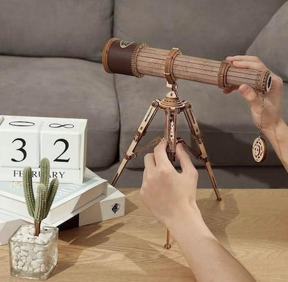 ROBOTIME Monocular Telescope 3D Wooden Puzzle Kit – 314 Piece DIY Mechanical Model Assembly Craft