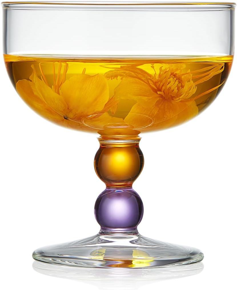 Pocaroty Parfait Glass – 220ml Dessert Cup with Amber Purple Handle