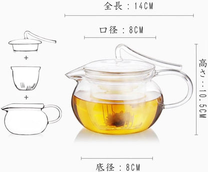 Pocarati Pumpkin-Shaped Glass Teapot 450ml – Heat Resistant, Direct Flame Safe with Built-In Strainer