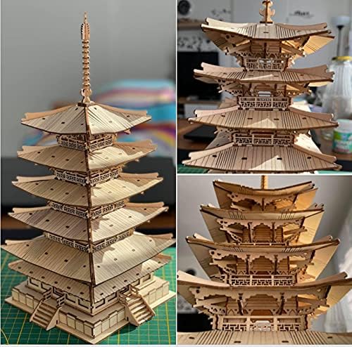 Rolife Five-Tier Pagoda 3D Wooden Puzzle | DIY Craft Model Gift for Kids &amp; Adults