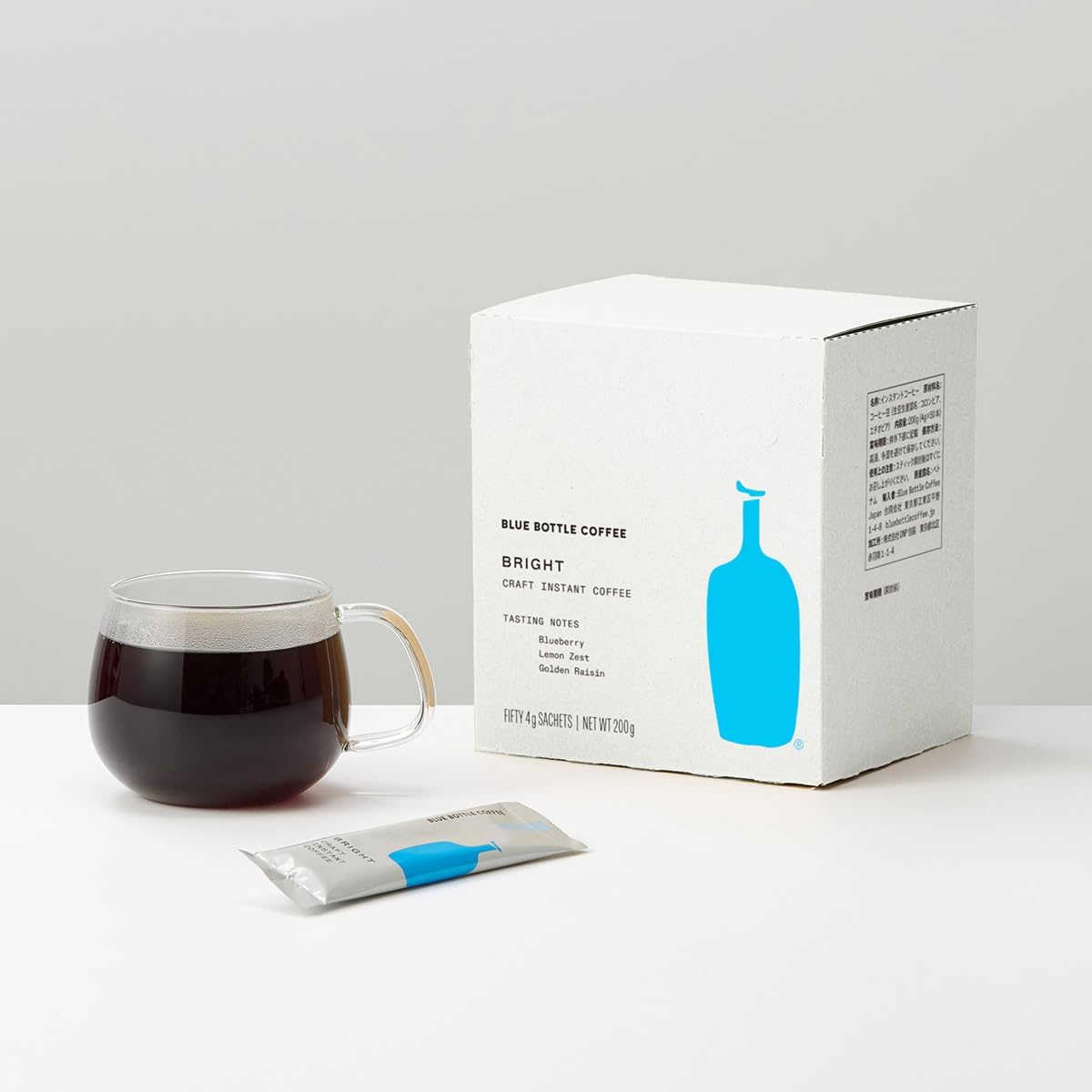Blue Bottle Coffee Bright Craft Instant Coffee – 50 Count Premium Single-Serve Sachets