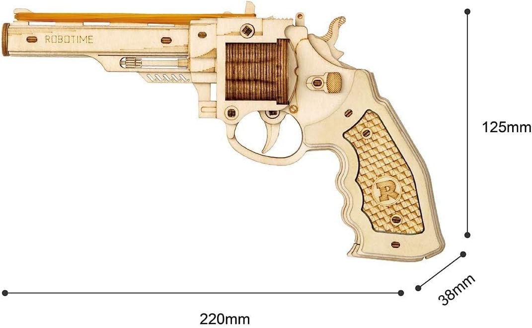 ROBOTIME DIY Wooden Gun 3D Puzzle – Easy-to-Assemble Craft Kit for Beginners, Kids &amp; Adults