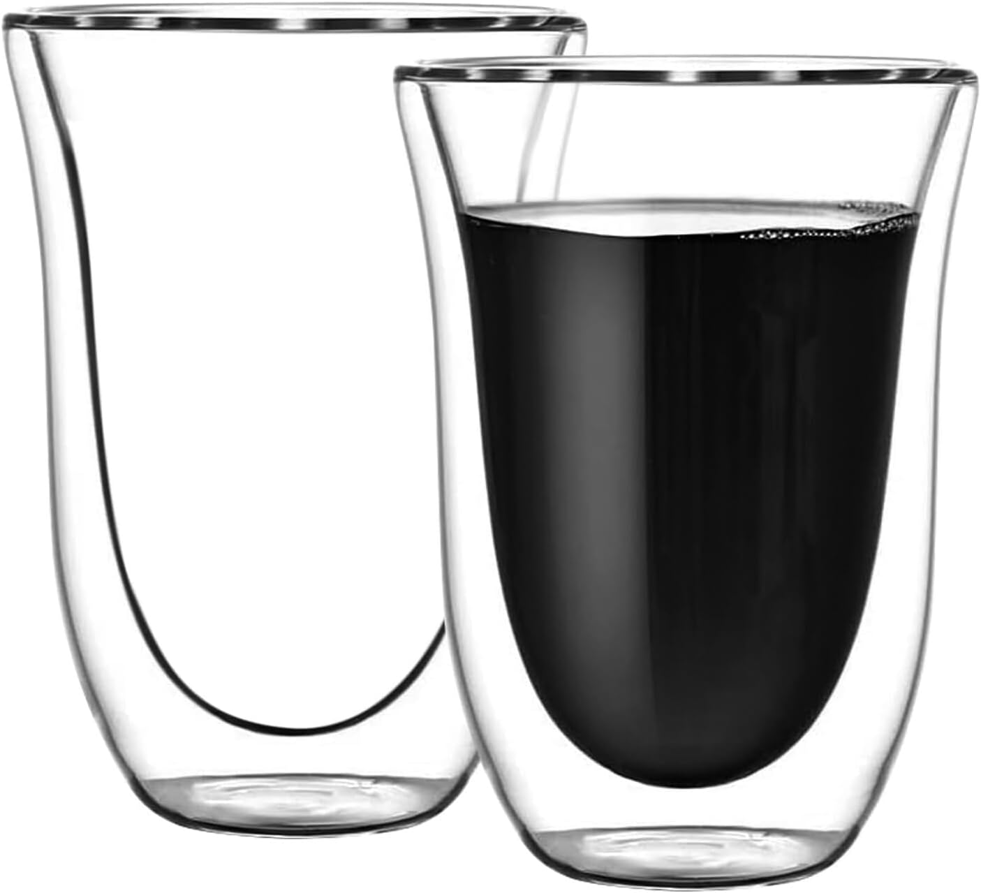 Pokaloti Double Wall Glass Cups – 330ml Set of 2 Heat-Resistant Insulated Tumblers