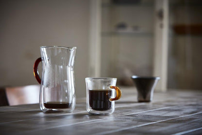 Pocarati Double Wall Glass Mug – 270ml Heat-Resistant Coffee &amp; Tea Cup with Amber Handle