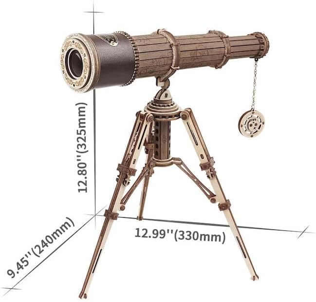 ROBOTIME Monocular Telescope 3D Wooden Puzzle Kit – 314 Piece DIY Mechanical Model Assembly Craft