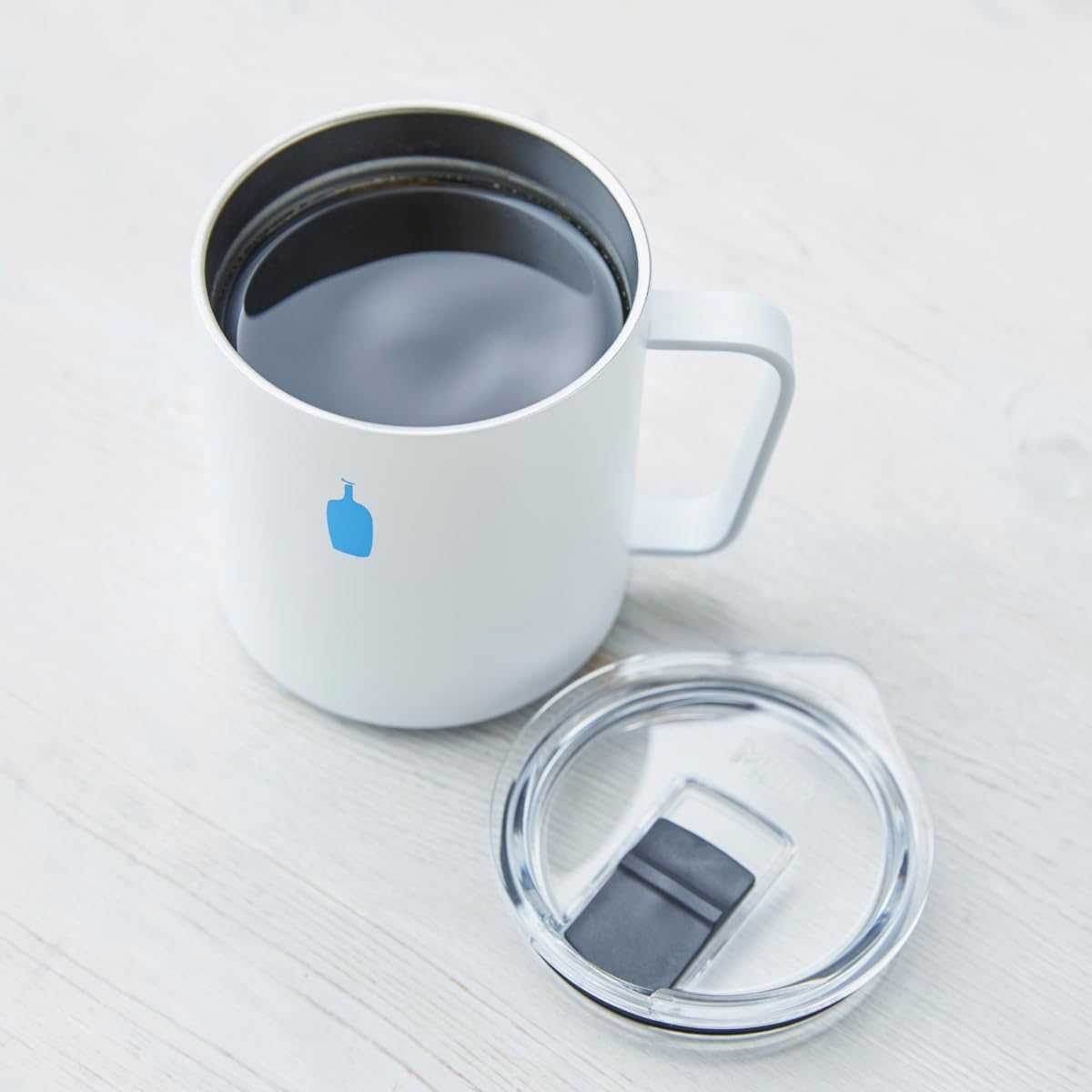 Blue Bottle Coffee White Travel Mug – 12 oz Portable Coffee Cup
