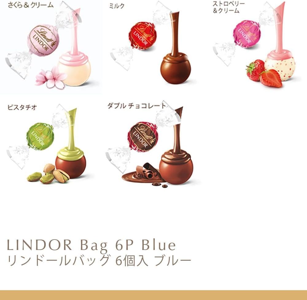 Lindt &amp; Sprüngli Official Lindor Blue White Day Gift Bag – 6 Piece Chocolate Set with Shopping Bag