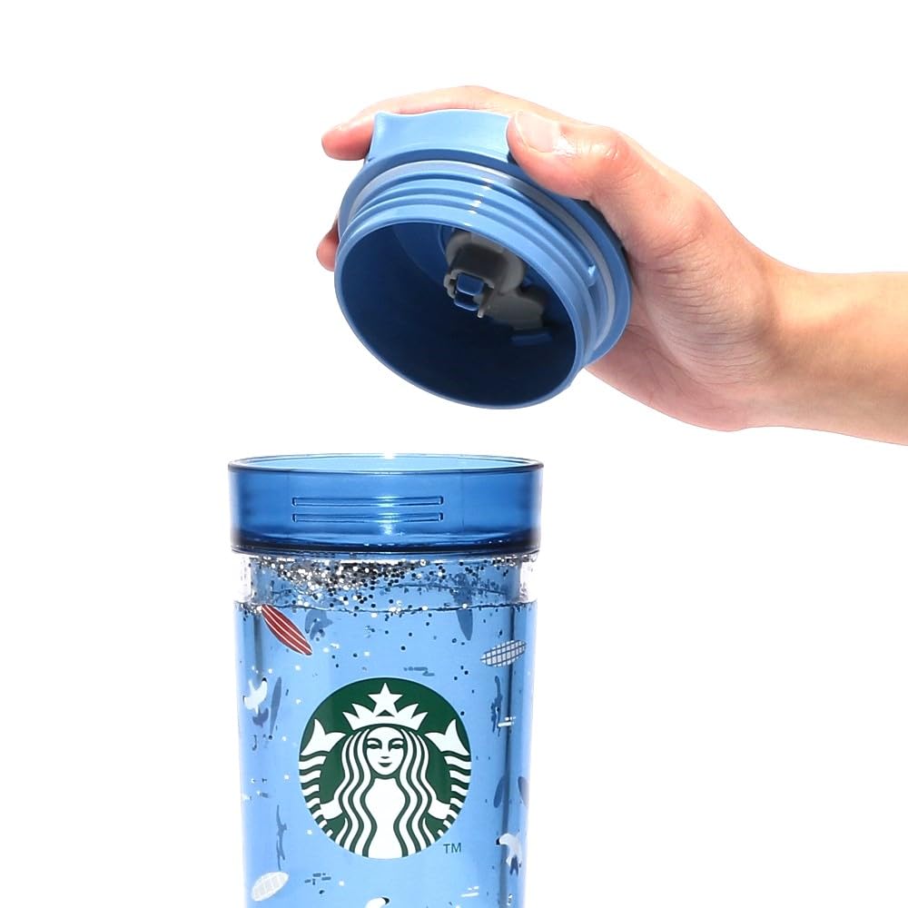 Starbucks Japan Seaside Resin Water Tumbler 473ml (15.9oz) – Blue | Stylish Lightweight Reusable Drink Bottle