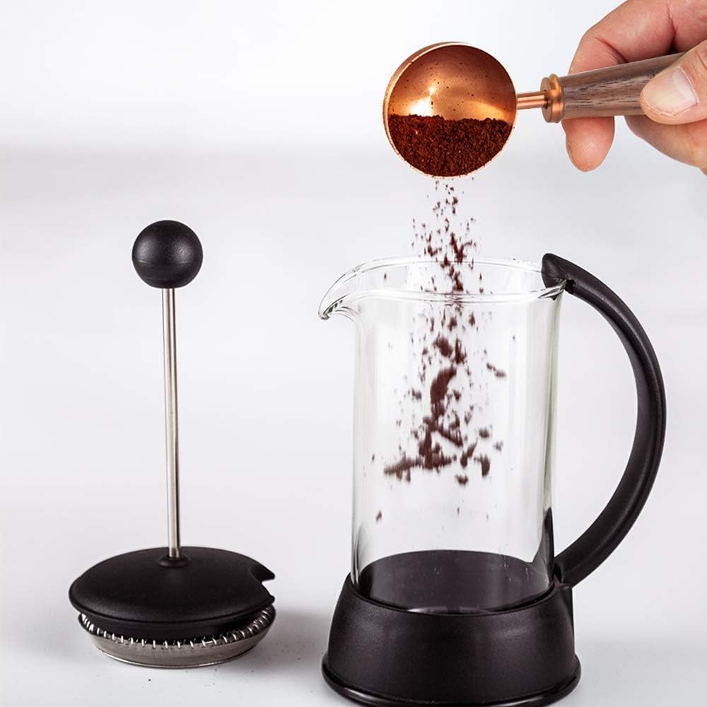 Easyworkz Retro Coffee Measuring Spoon – 10g Stainless Steel Scoop with Black Walnut Handle, Rose Gold