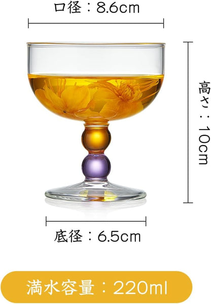 Pocaroty Parfait Glass – 220ml Dessert Cup with Amber Purple Handle