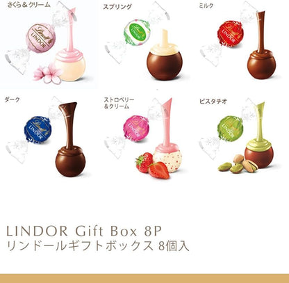 Lindt &amp; Sprüngli Lindor Ribbon Gift Box – 8 Piece Chocolate Assortment for Father’s Day with Handbag &amp; Small Shopping Bag