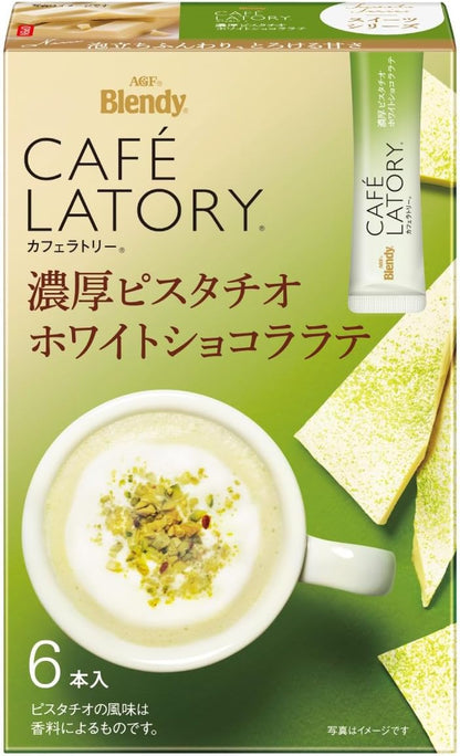 AGF Blendy Cafe Latory Stick Rich Pistachio White Chocolate Latte Coffee 6 Sticks