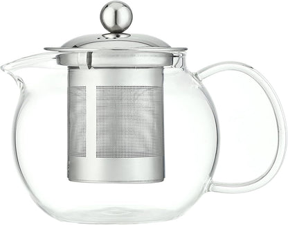Makaru Heat-Resistant Glass Teapot 650ml – Stainless Steel Infuser, Direct Fire Safe &amp; Dishwasher Safe