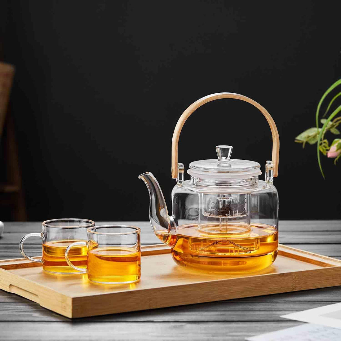 Ransawa Heat-Resistant Glass Teapot 1000ml – Clear Kettle, Direct Fire Safe, with Glass Tea Strainer