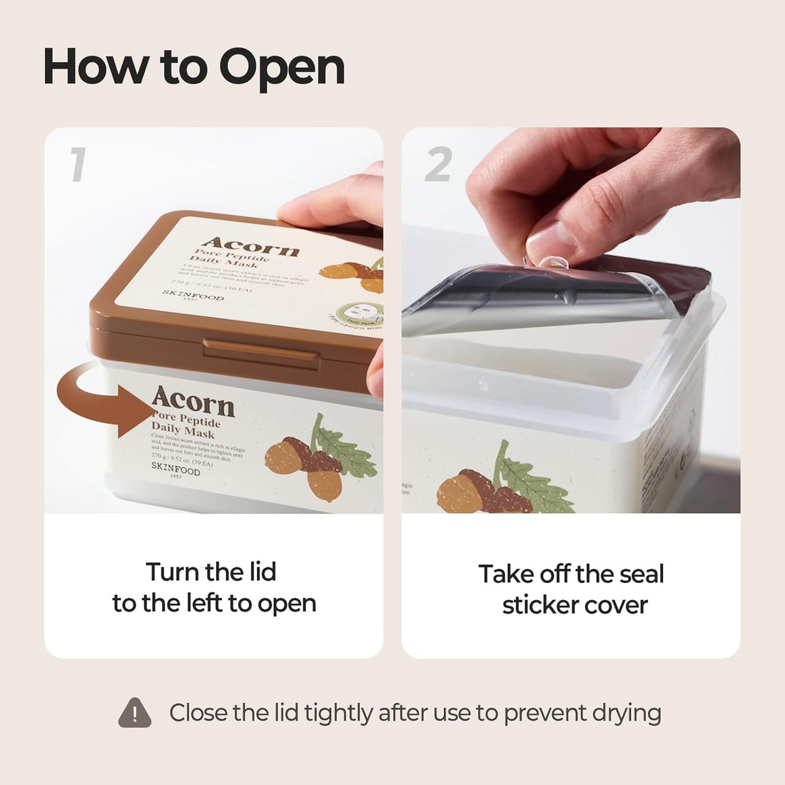 SKINFOOD Acorn Pore Peptide Daily Mask – Pore Care &amp; Hydrating Korean Sheet Mask Pack