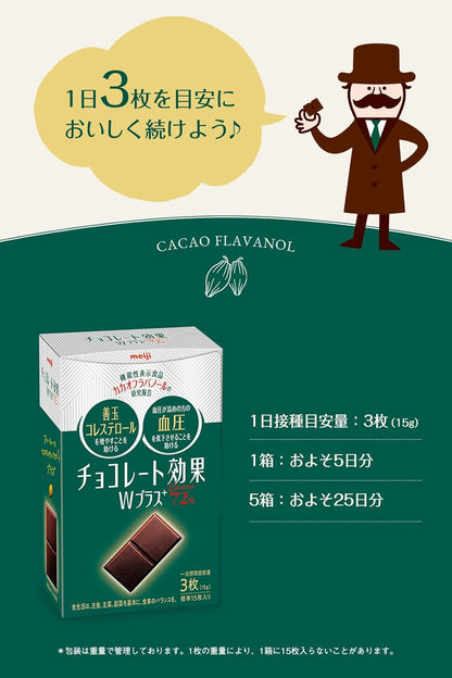 Meiji Chocolate Effect W Plus 72% Cacao 75g | Pack of 2 | Made in Japan