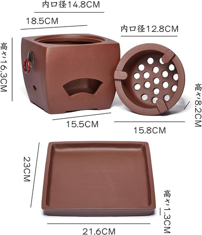 Pocaloti Purple Clay Tea Furnace – Round Mouth Charcoal Tea Stove for Traditional Brewing