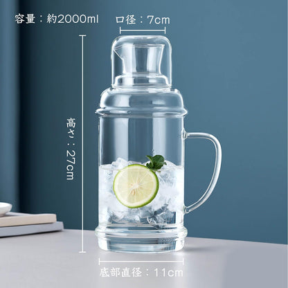 Heat-Resistant Glass Water Pitcher – 2000ml Retro Style Large Capacity Carafe