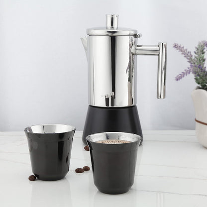 Easyworkz Stainless Steel Espresso Cups – Double Wall Insulated Demitasse Set of 2, 75ml, Gunmetal