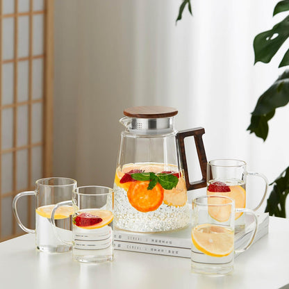Pocarati Heat-Resistant Glass Pitcher – 1600ml Hammered Design Water Carafe with Lid
