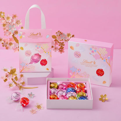 Lindt &amp; Sprüngli Lindor Japan Collection Sakura Gift Bag – 8 Piece Mother’s Day Chocolate Set with S Shopping Bag