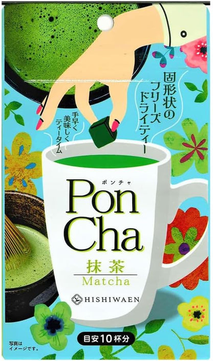 Poncha Matcha Instant Tea | 10 Cubes Inside Pack | Freeze-Dried Instant Tea