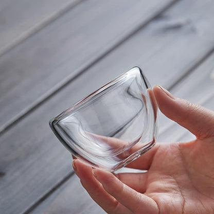 Pocaroty Double Wall Glass Tumblers – 100ml Set of 2 Heat-Resistant Mini Cups