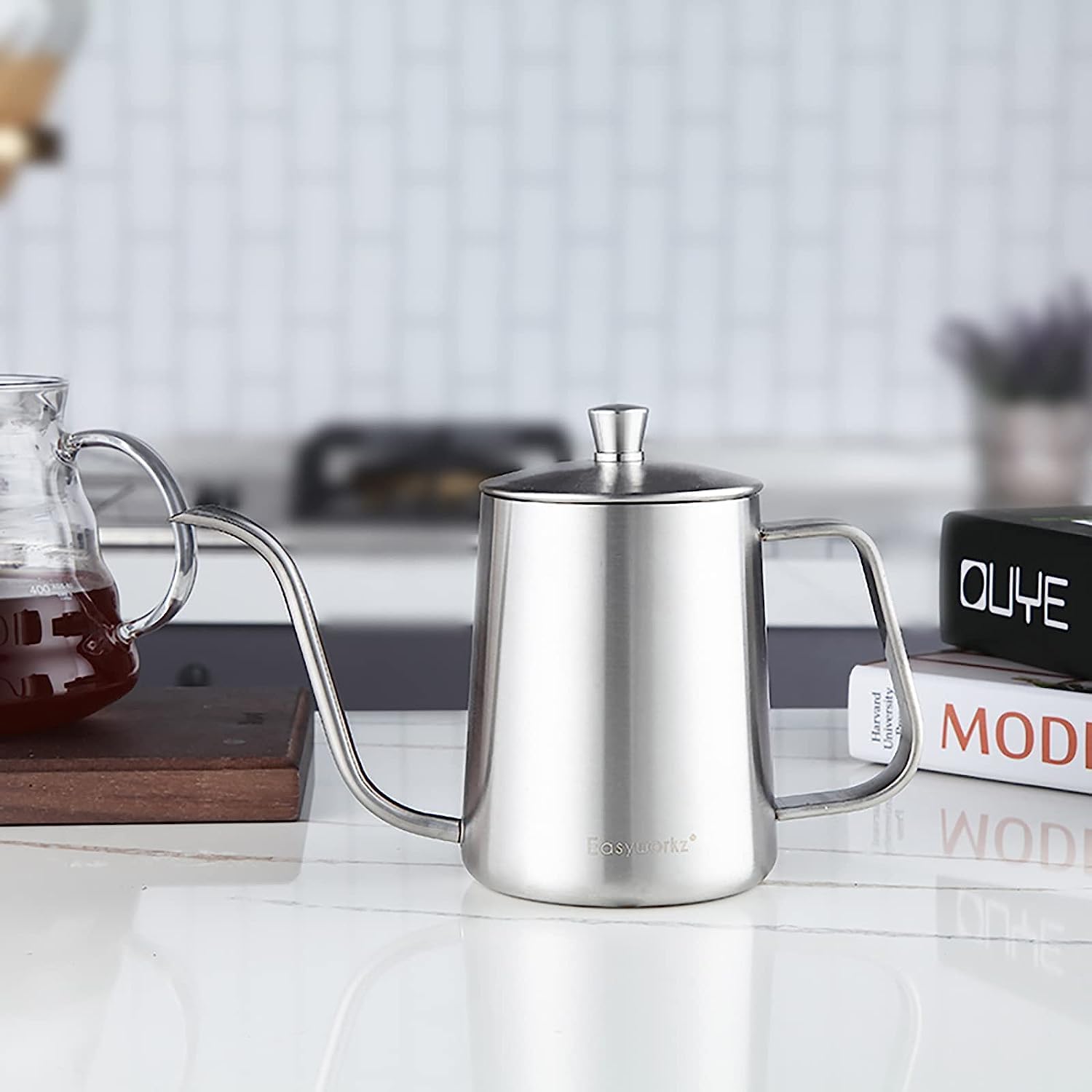 Easyworkz Gooseneck Kettle – Stainless Steel Hand Drip Coffee &amp; Tea Pot, Silver, 350ml