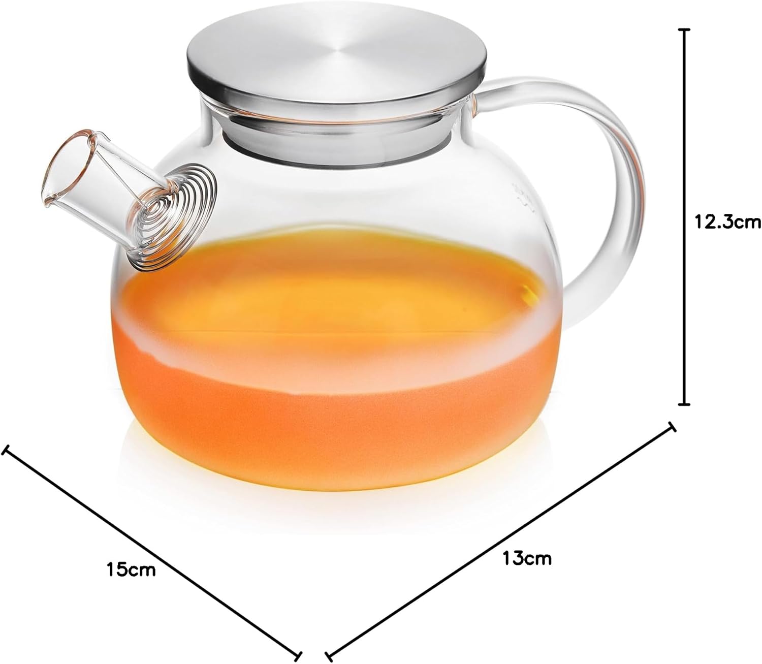 Pocaroti Frosted Glass Teapot 1000ml – Heat-Resistant, Direct Fire Safe with Stainless Steel Lid