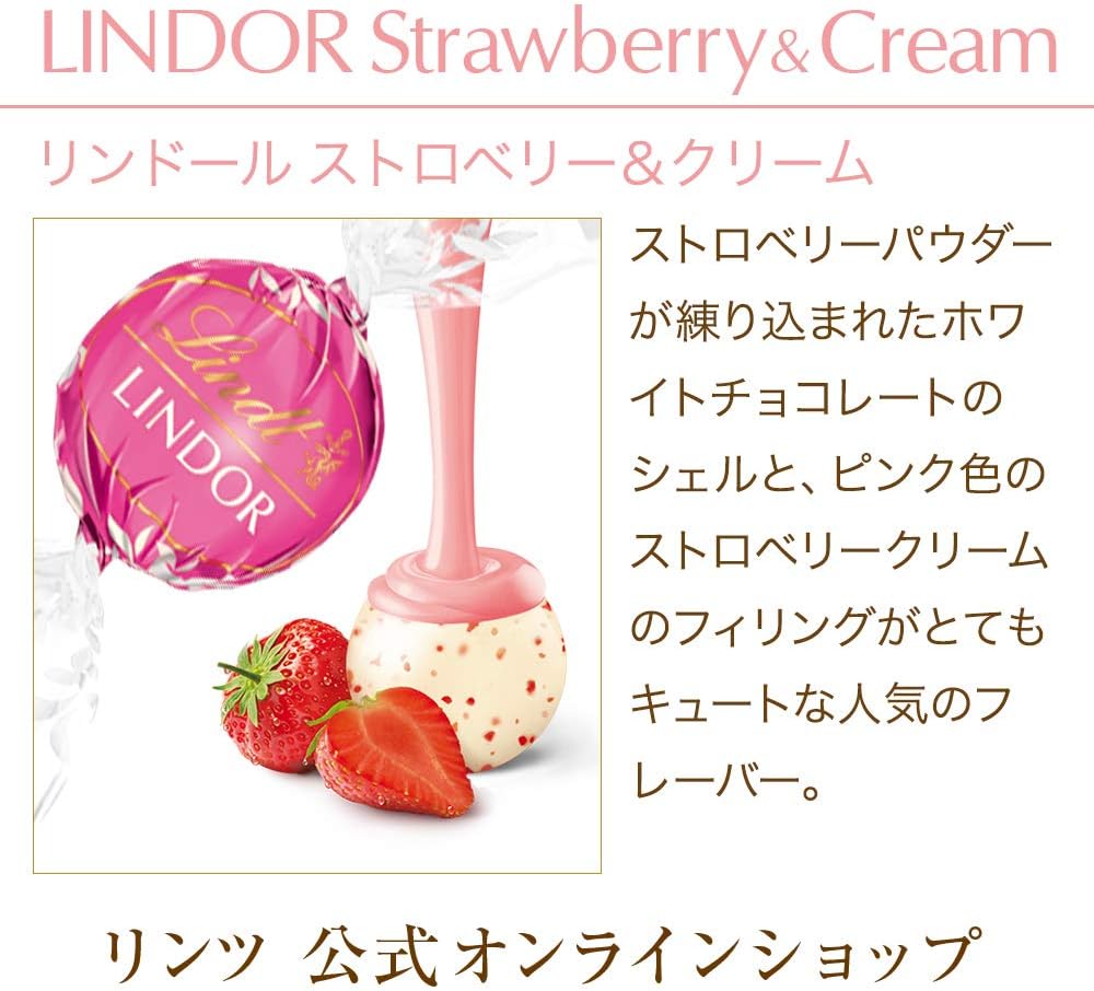 Lindt &amp; Sprüngli Lindor Strawberry &amp; Cream Chocolate – Individually Wrapped Halloween Gift Sweets