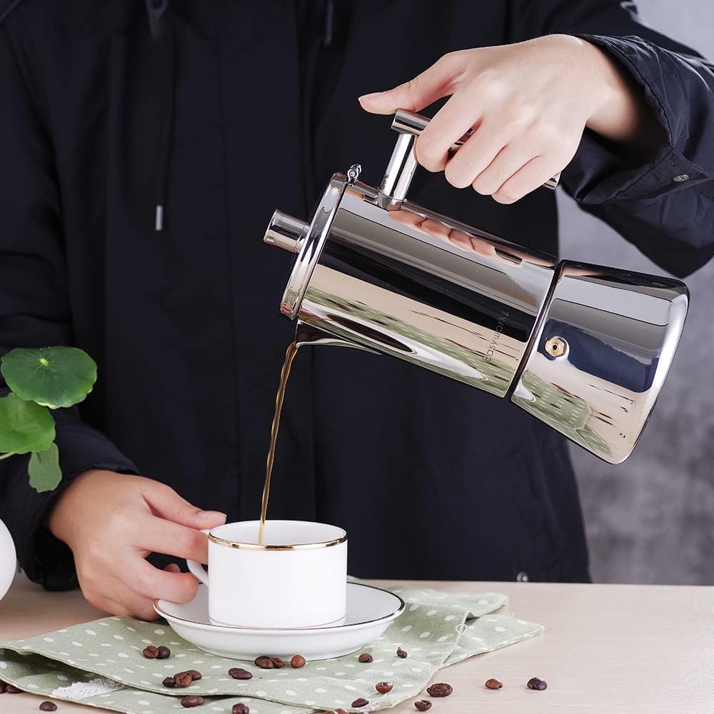 Easyworkz Diego 10–12 Cup Stainless Steel Moka Pot – Italian Espresso Maker, Induction Compatible, 520ml