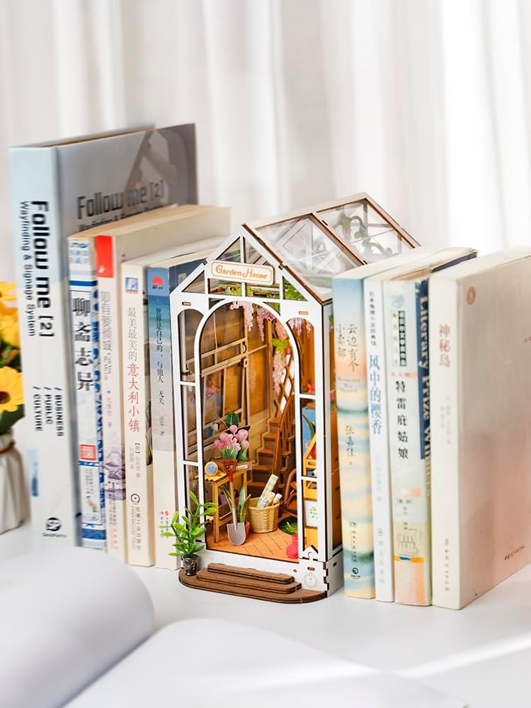 Rolife Flower Shop Book Nook Kit | DIY Wooden Miniature Dollhouse with LED Light