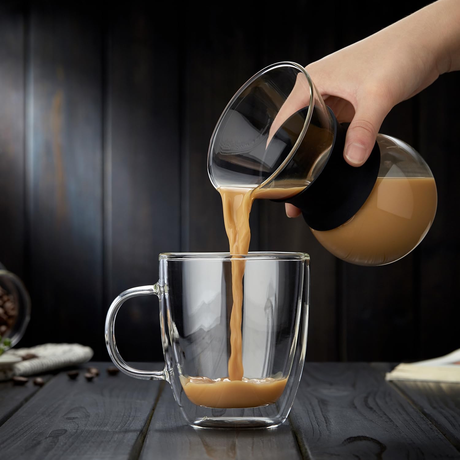 Double-Wall Glass Coffee Cups – 400ml Set of 2 Heat-Resistant Borosilicate Mugs