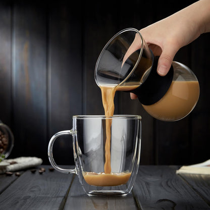 Double-Wall Glass Coffee Cups – 400ml Set of 2 Heat-Resistant Borosilicate Mugs