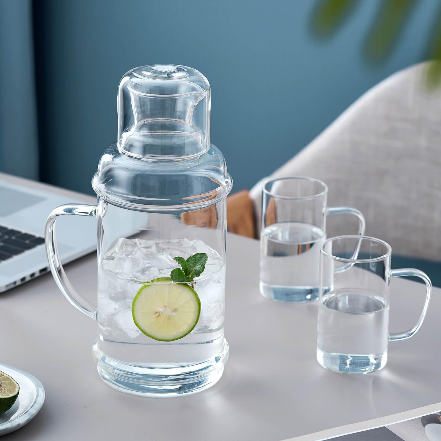 Pocalotea Heat-Resistant Glass Pitcher – 1100ml Water Carafe with Lid