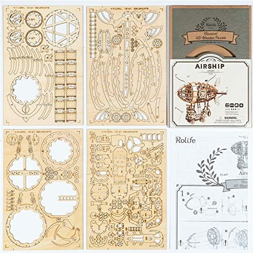 ROBOTIME Airship 3D Wooden Puzzle – DIY Educational Model Kit for Kids &amp; Adults