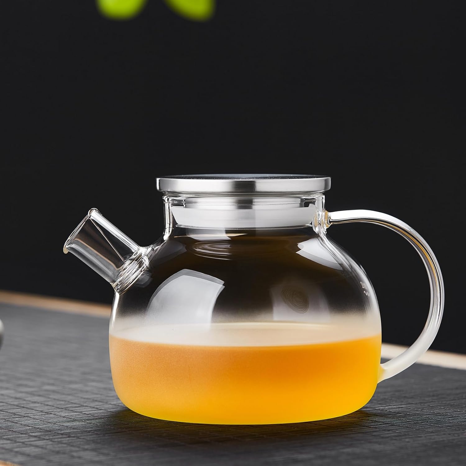Pocaroti Frosted Glass Teapot 1000ml – Heat-Resistant, Direct Fire Safe with Stainless Steel Lid