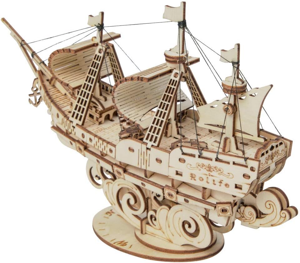 ROBOTIME Sailing Ship TG305 3D Wooden Puzzle – DIY Craft Model Kit, Educational Toy for Kids &amp; Adults