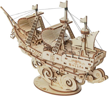 ROBOTIME Sailing Ship TG305 3D Wooden Puzzle – DIY Craft Model Kit, Educational Toy for Kids &amp; Adults