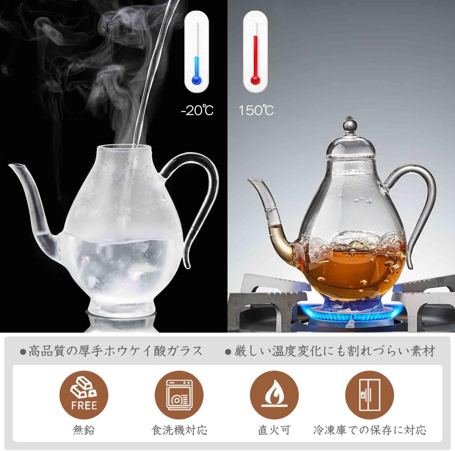 Heat-Resistant Glass Small Teapot – 430ml Transparent Single Serve Jar