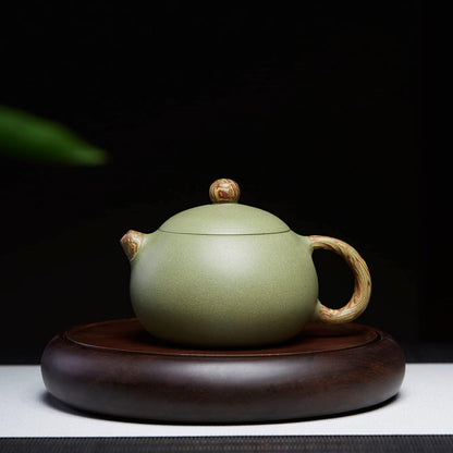 Handmade Yixing Purple Clay Teapot Set – Bean Green Sand Teapot with 4 Tea Cups