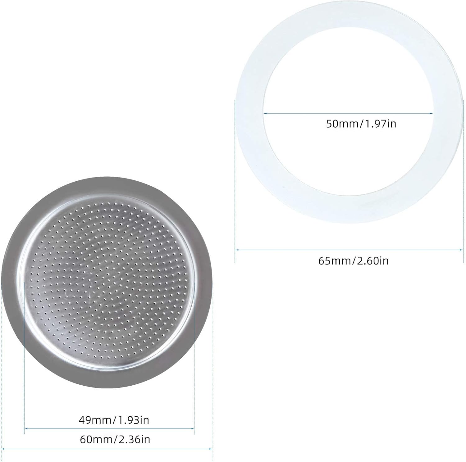 Easyworkz Replacement Gasket Set for 4-Cup Moka Pot – 2 Sealing Rings &amp; Stainless Steel Filter
