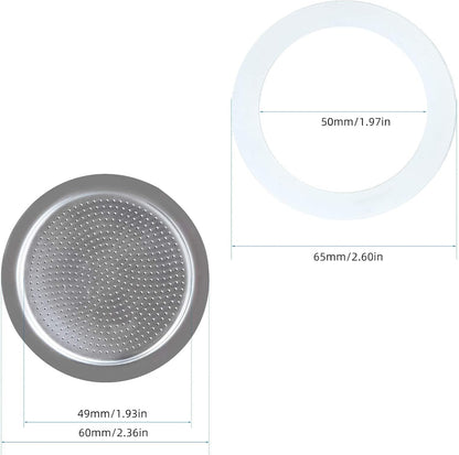 Easyworkz Replacement Gasket Set for 4-Cup Moka Pot – 2 Sealing Rings &amp; Stainless Steel Filter