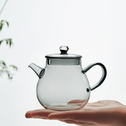 Pokaroty Heat-Resistant Glass Teapot 370ml – Ink Design, Integrated Spout Filter, Japanese Style Compact Teapot